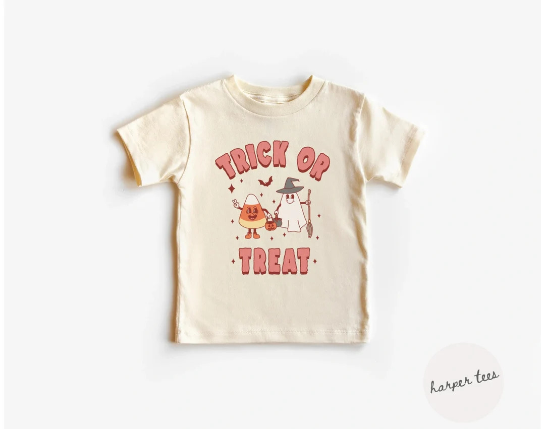 Trick or Treat, Kids Halloween Shirt, Toddler or Youth Shirt, Fall Shirts Kids, Toddler Halloween... | Etsy (US)