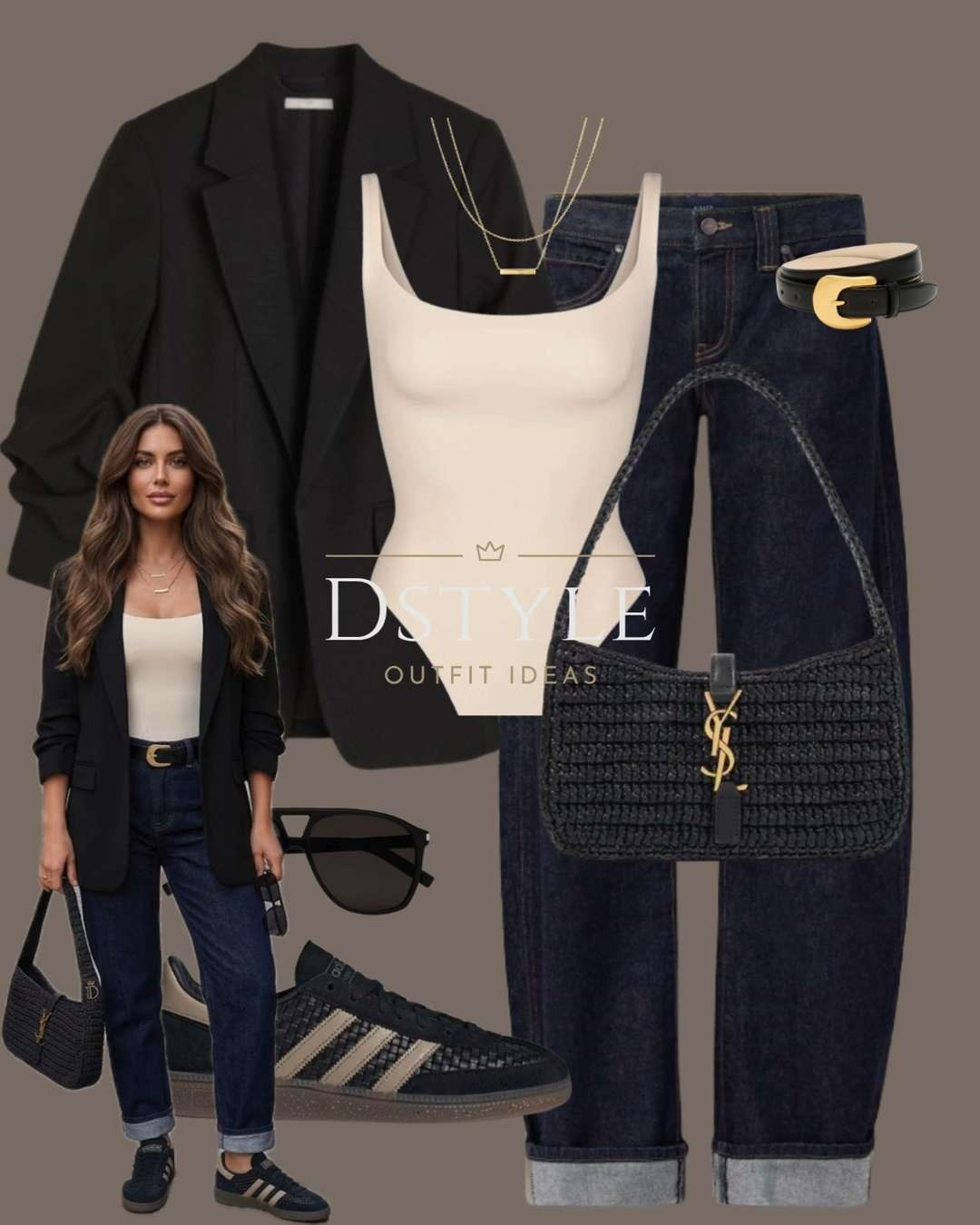 The Perfect Weekend Uniform 👟🖤
From city strolls to brunch, this look does it all. I’m obsessed with the texture of this YSL hobo bag paired with sporty sneakers. It’s "quiet luxury" meets "street style.

#BlazerStyle #DarkDenim #StreetStyleInspo #QuietLuxury #CapsuleWardrobe #AdidasSpezial #WovenSneakers #YSLBag #EverydayChic #SpringOutfits 

 

#LTKootd