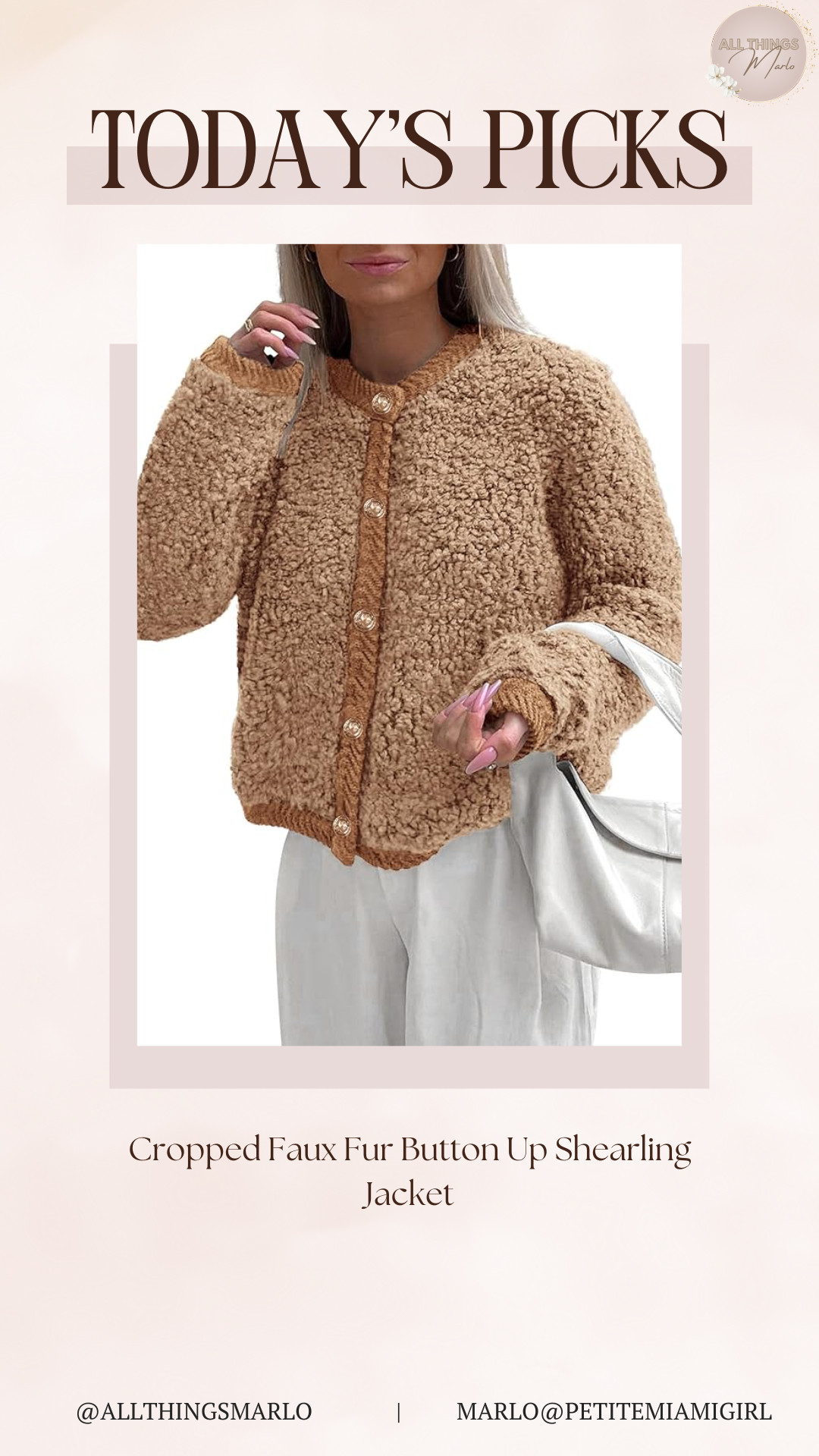 Cropped Faux Fur Button Up Shearling Jacket 

 #LTKootd #LTKSeasonal #LTKOver40