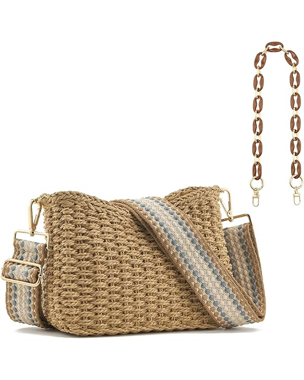 WEIMZC Women's Summer Straw Braided Shoulder Crossbody Bag with Tassel Chain, Adjustable Shoulder... | Amazon (US)