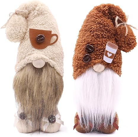 Coffee Gnomes Swedish Tomte Gnome Plush Ornament Set of 2 Coffee Bar Decoration But First Coffee ... | Amazon (US)