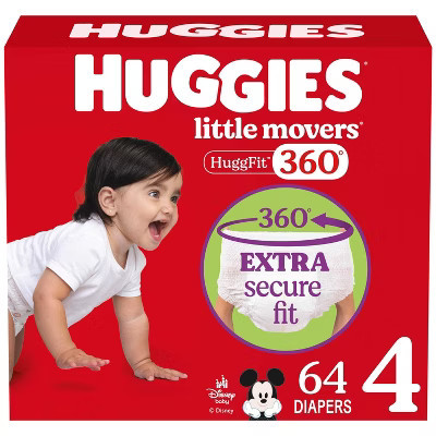 Huggies Little Movers HuggFit 360 Pull On Diapers - Size 4 - 64ct | Target