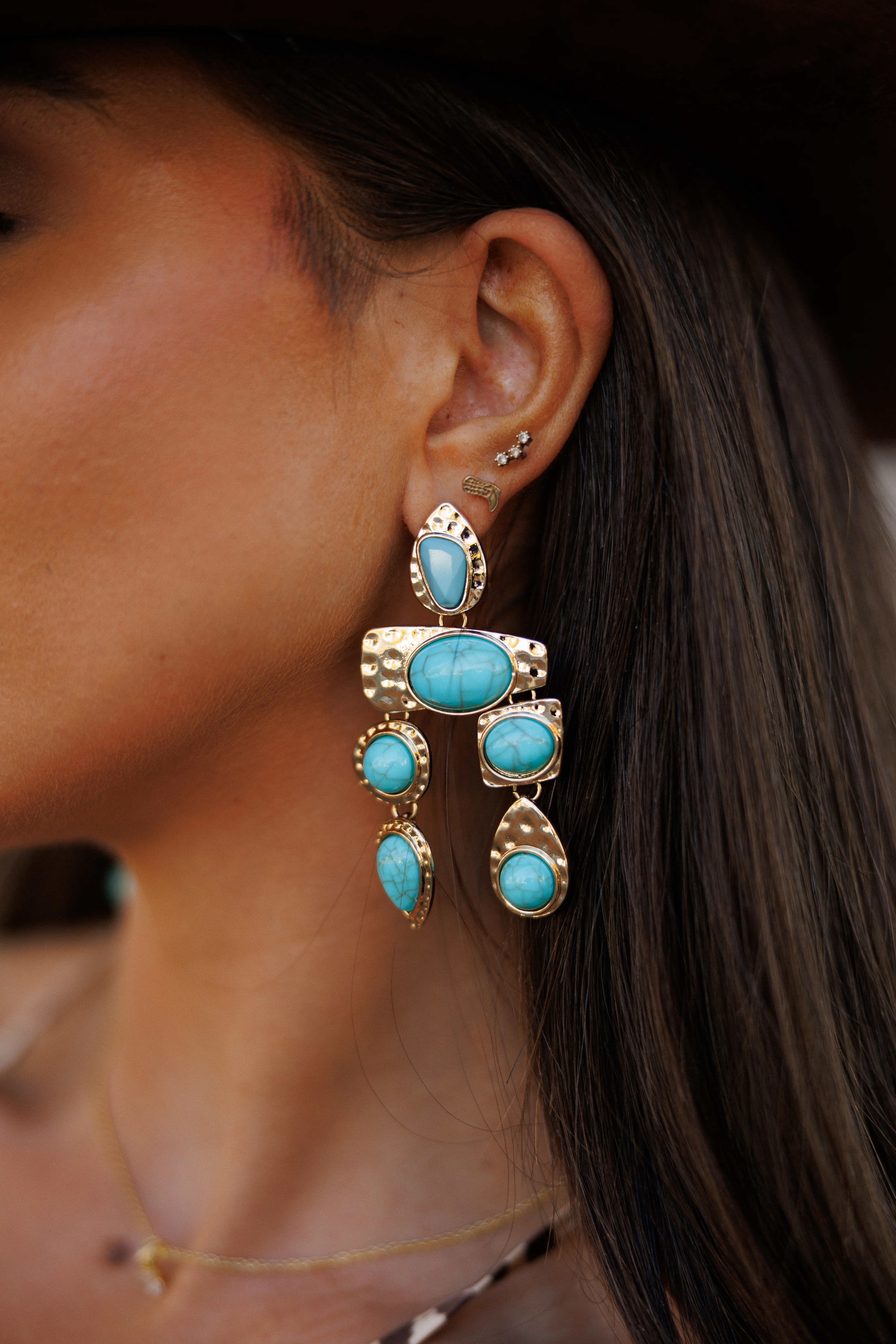 NEW!! Cascais Earrings in Turquoise w/ Gold Backing | Glitzy Bella