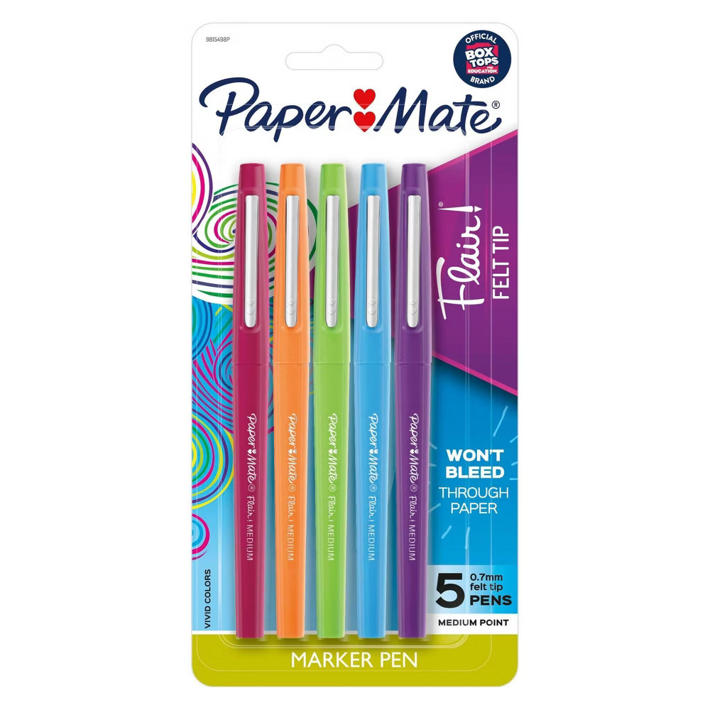 5pk Marker Pens Flair Medium Tip .7mm Multicolor - PaperMate | Target