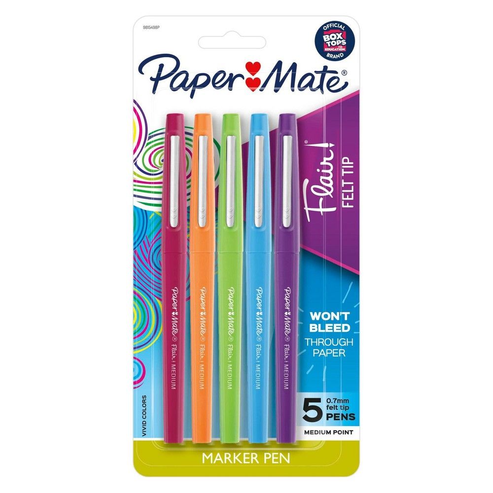 5pk Marker Pens Flair Medium Tip .7mm Multicolor - PaperMate | Target