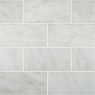 Arabescato Carrara Beveled 3 in. x 6 in. Honed Marble Floor and Wall Tile (5 sq. ft./Case) | The Home Depot