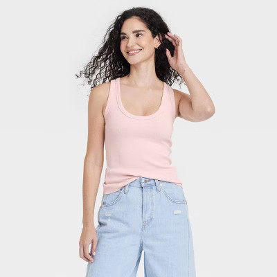 Women's Slim Fit Tank Top - Universal Thread™ Light Pink XS: Fitted Scoopneck, Midweight | Target