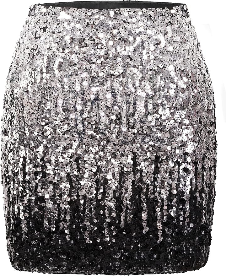 MANER Women's Sequin Skirt Sparkle Stretchy Bodycon Mini Skirts Night Out Party | Amazon (US)