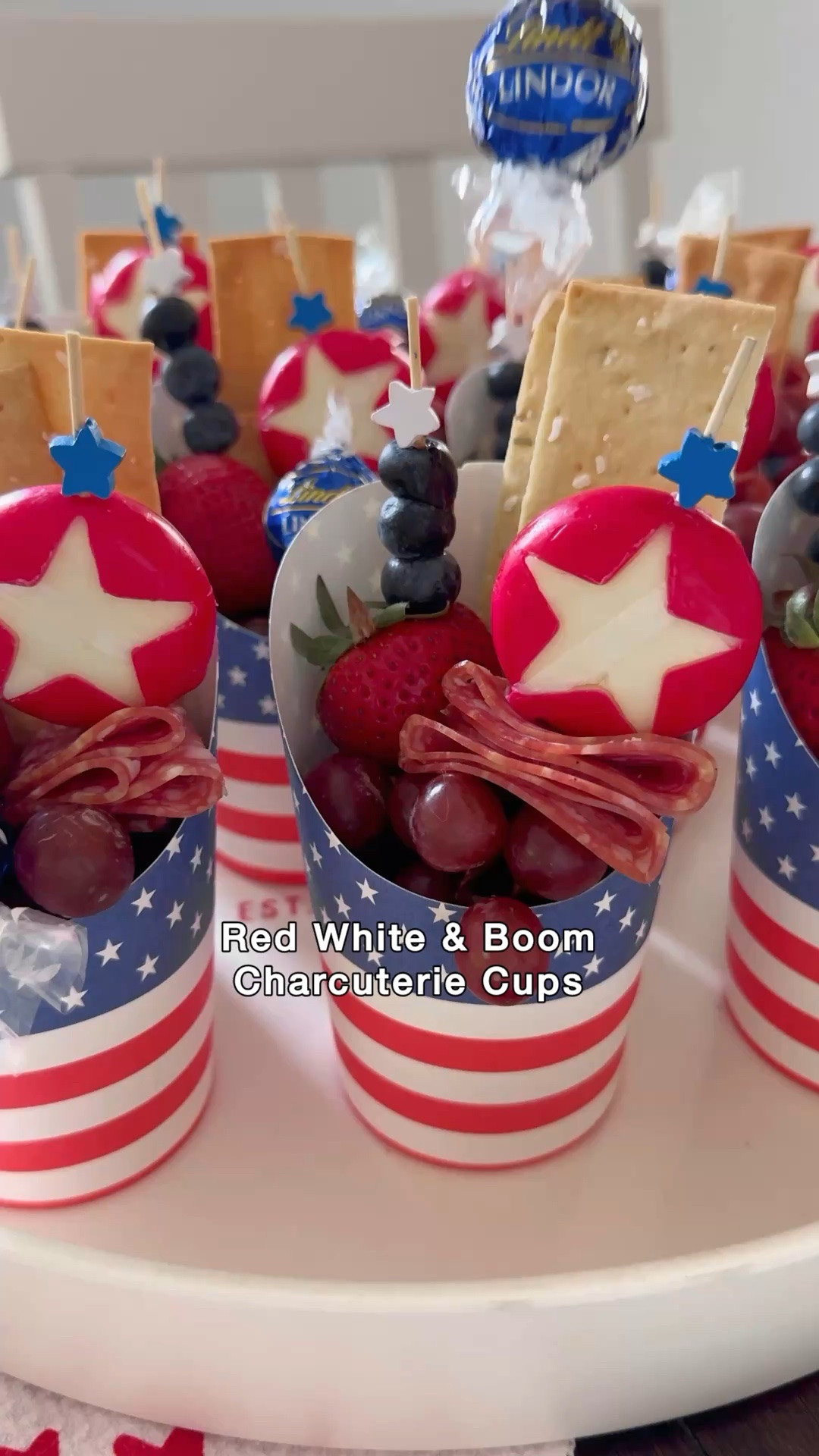 Red, white & BOOM! 🇺🇸✨ These festive charcuterie cups are packed with red, white, and blue treats—perfect for celebrating America’s 250th birthday and your 4th of July party! 🎆❤️🤍💙

#4thOfJuly #FourthOfJulyFood #PatrioticParty #CharcuterieCups #RedWhiteAndBlue #July4thCelebration

#LTKSeasonal #LTKHome