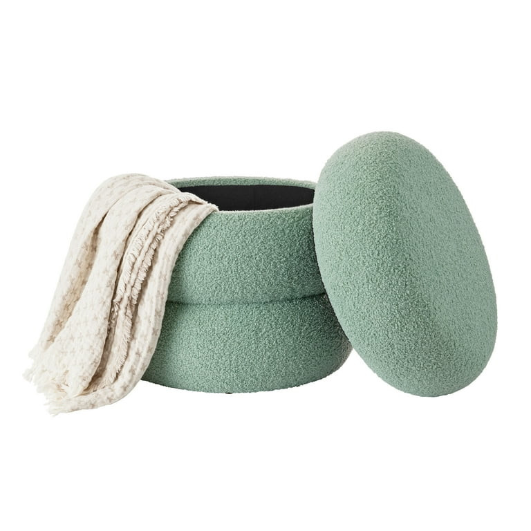 Mainstays Boucle Cloud Storage Ottoman, Sage | Walmart (US)