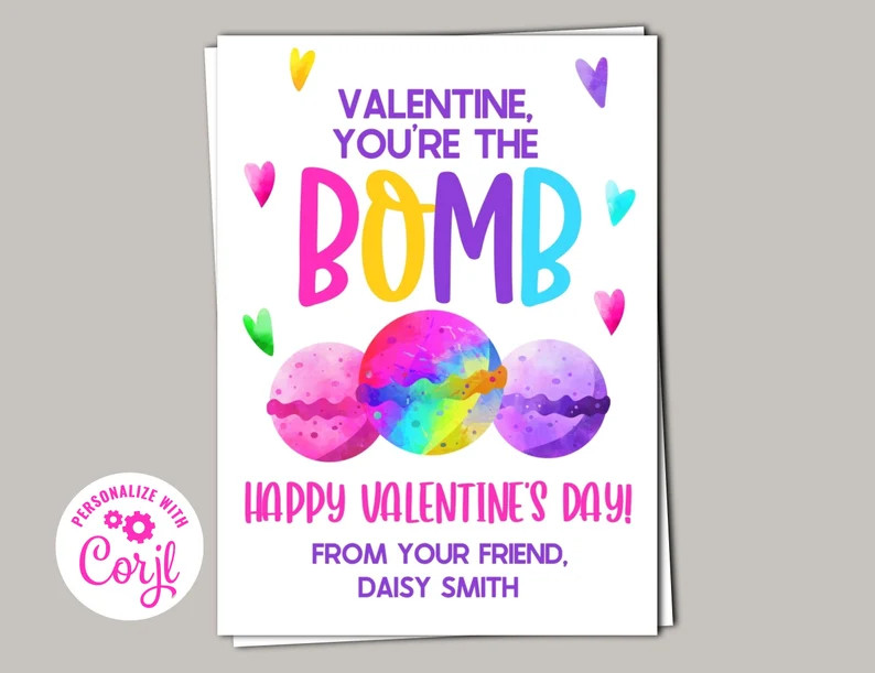Bath Bomb Valentine Editable Printable Valentines Day Cards Digital Download - Etsy | Etsy (US)