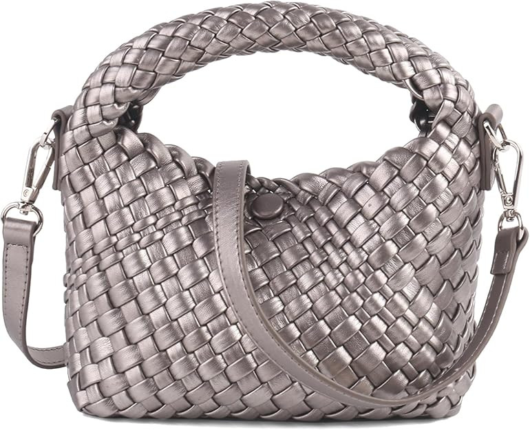 Woven Purse For Women, Small Crossbody Tote Bag with Detachable Shoulder Strap, Girls Top Handle ... | Amazon (US)