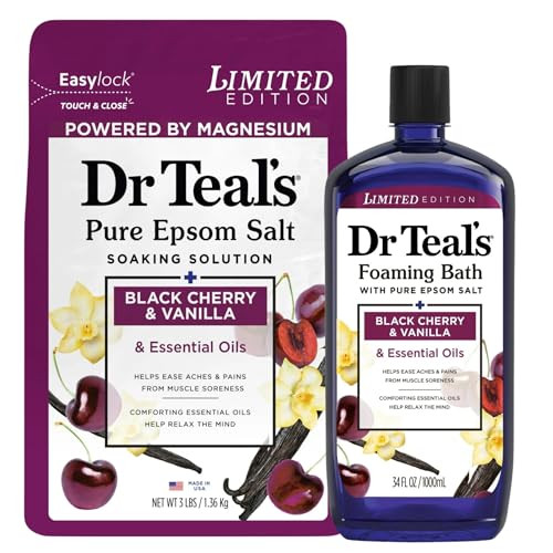 Dr Teal's Limited Edition Black Cherry & Vanilla Bath Set, Pure Epsom Salt and Foaming Bath, 34 FL OZ | Amazon (US)