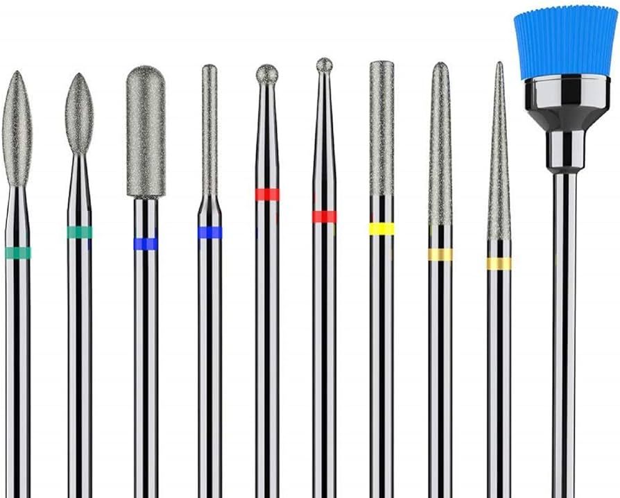 MelodySusie 10pcs Nail Drill Bits Set, 3/32 Inch Diamond Cuticle Nail Bits Kit for Nail Drill E-F... | Amazon (US)