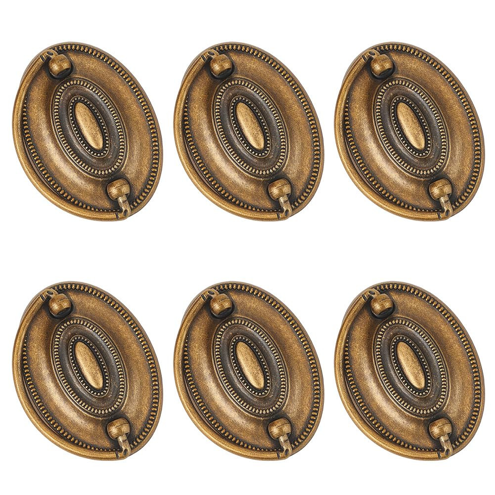 6pcs Furniture Dresser Pull Brass Drop Swing Handles Hardware Vintage Drawer Pull Ring Decorative... | Amazon (US)