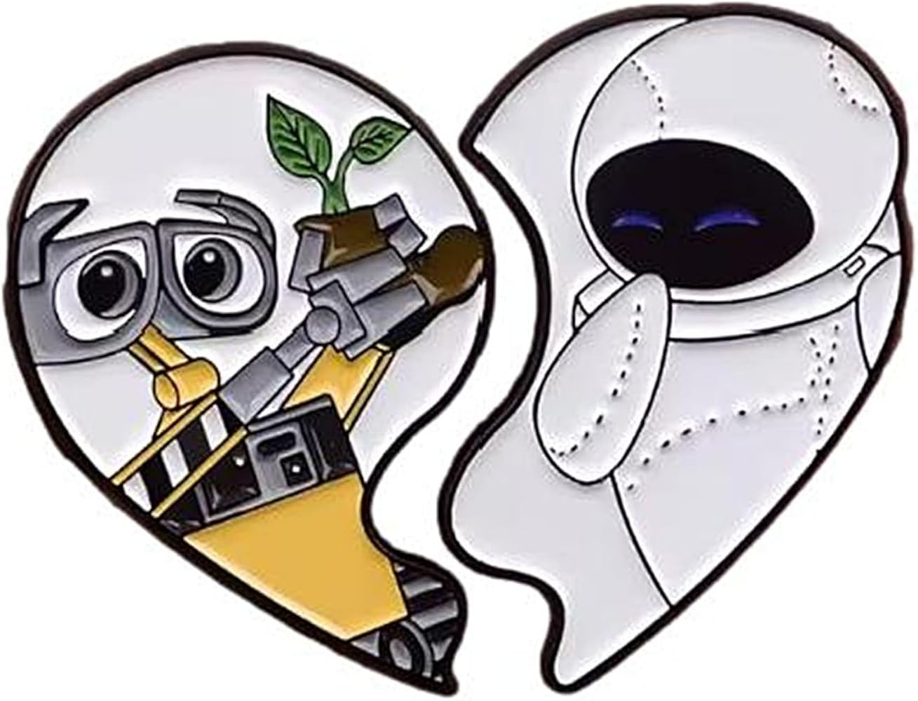 Wall E and Eve Robot Split Heart 1.44 Inches Wide Metal Enamel Pin Set | Amazon (US)