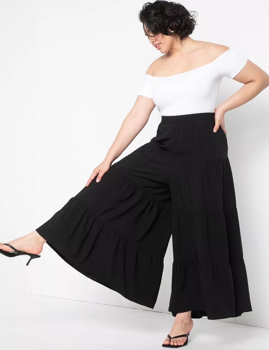 Tiered Palazzo Pant | Women's Plus Size Pants | ELOQUII | Eloquii