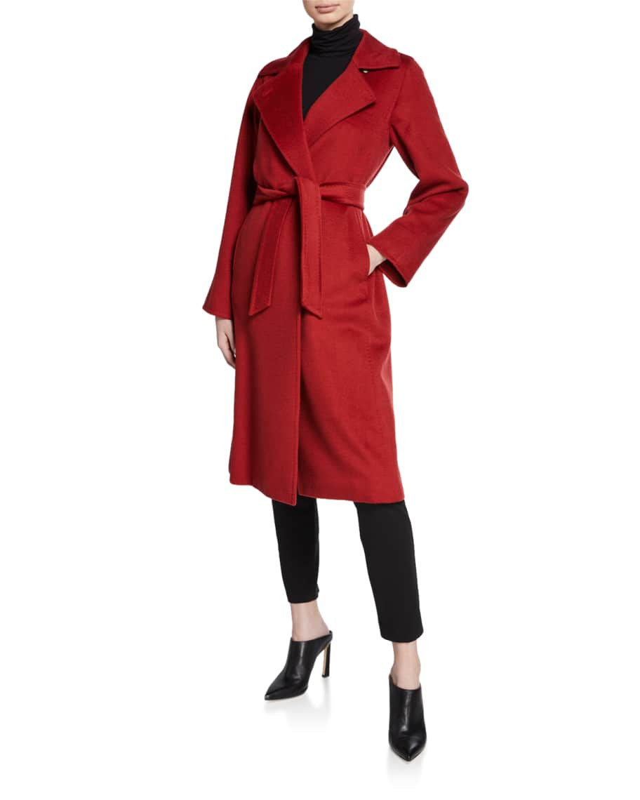 Max Mara Manuela Camel Hair Belted Wrap Coat | Neiman Marcus