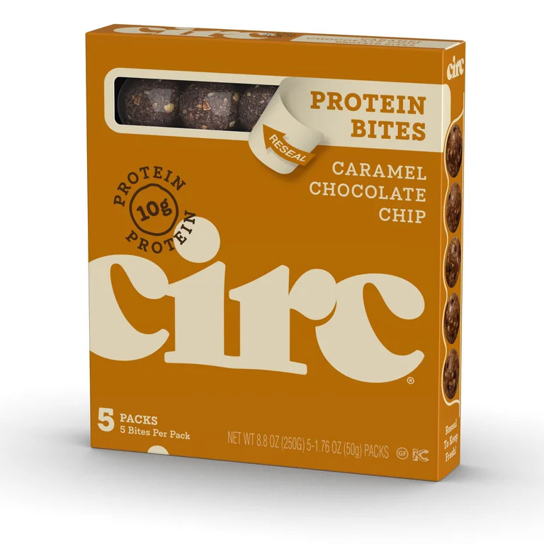 Circ Caramel Chocolate Chip Protein Bites, Gluten-Free Protein Balls 5 Pack | Walmart (US)