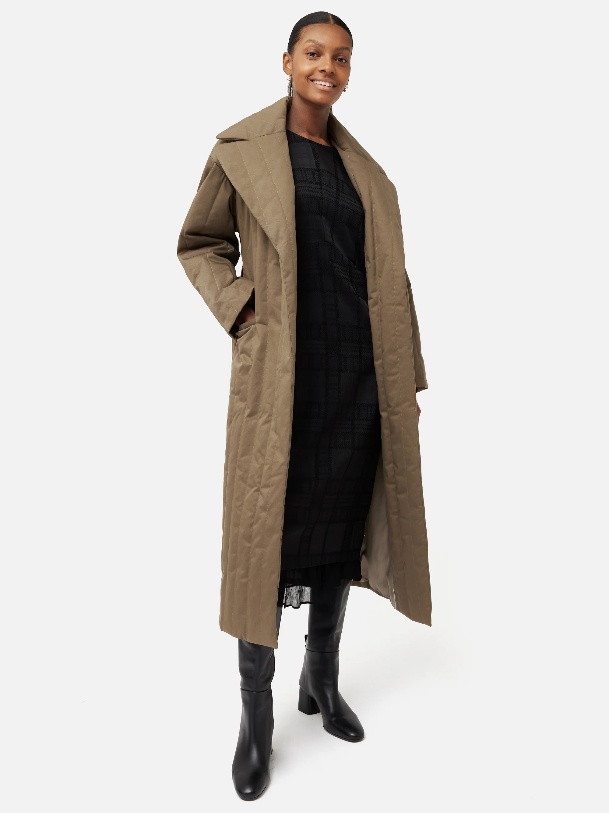 Freya Quilted Trench Coat | Khaki | Jigsaw (UK)