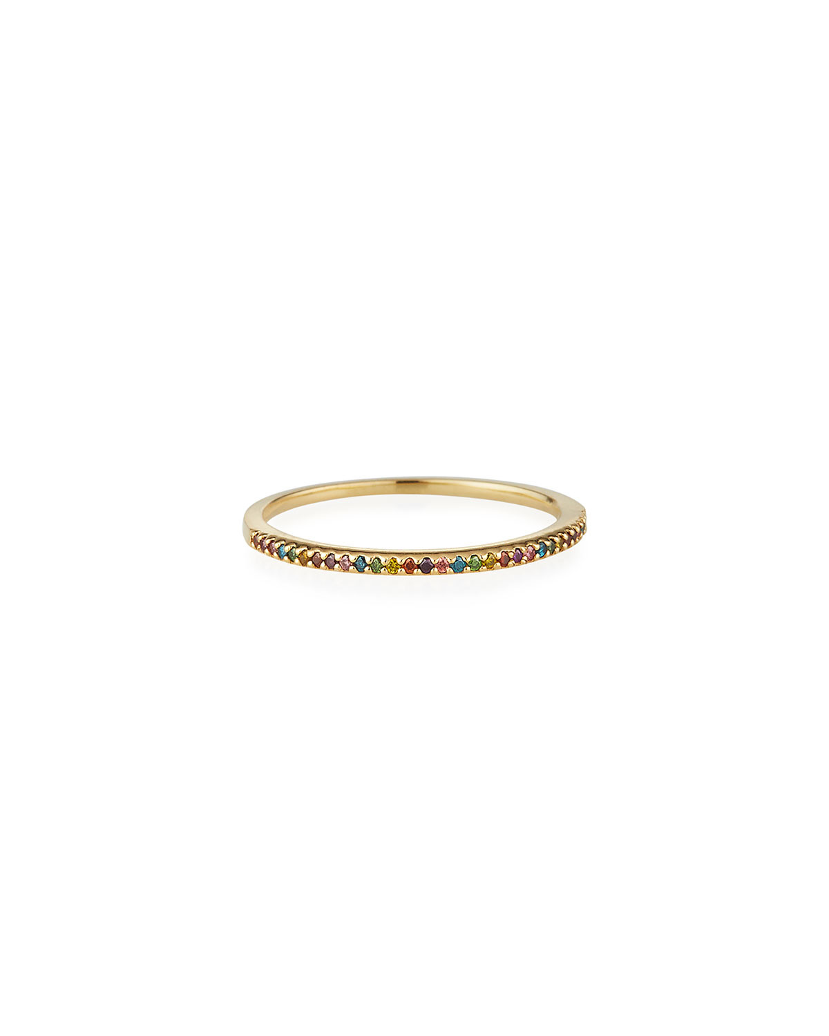 14k Skinny Sorted Rainbow Diamond Stacking Band, size 7 | Neiman Marcus