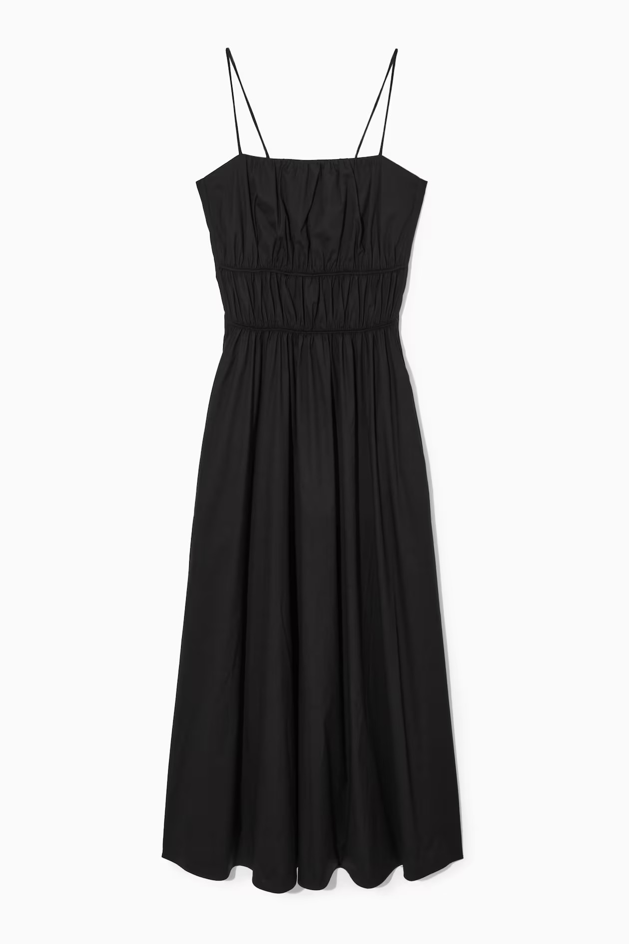 GATHERED BUSTIER MIDI DRESS - BLACK | COS UK