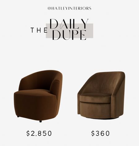 today’s daily dupe! 

studio mcgee dupe, mcgee & co dupe, brown accent chair, swivel velvet chair, fall refresh, living room decor, living room inspo, home decor, target finds 

#LTKSeasonal #LTKhome