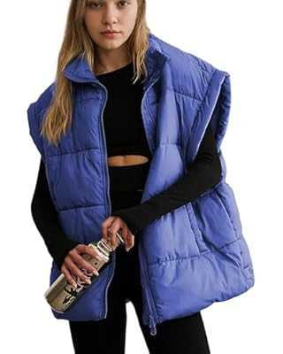 SeeLuNa Womens Winter Puffer Vest Lightweight Flysleeve Stand Collar Oversized Puffy Coat Padded ... | Amazon (US)