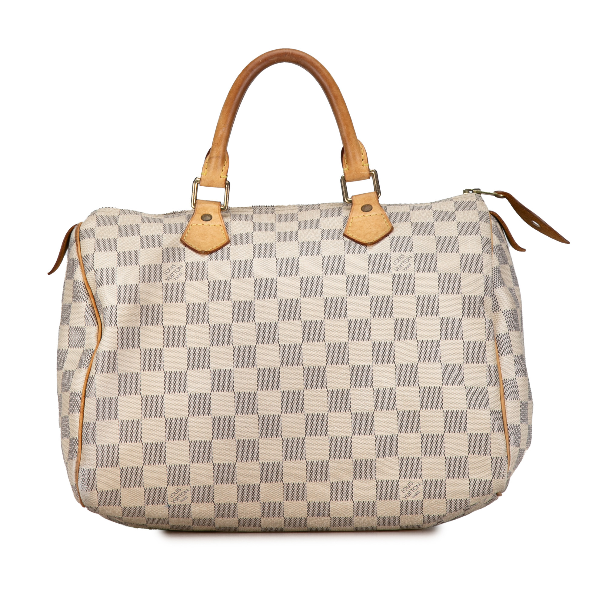 Pre-Owned Authenticated Louis Vuitton Damier Azur Speedy 30 Canvas White Boston Bag Top HandleBag... | Walmart (US)