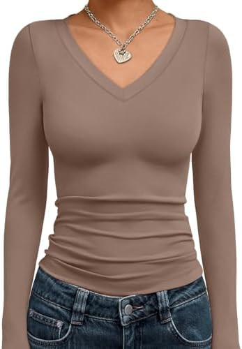 Trendy Queen Womens Long Sleeve Shirts 2026 Fall Fashion Basics Crop Tops | Amazon (US)