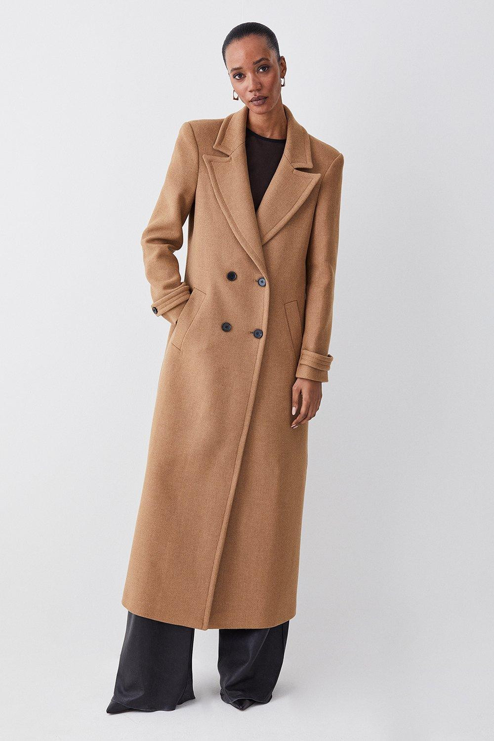 Italian Wool Double Breasted Maxi Coat | Karen Millen US