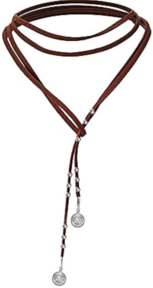 Kercisbeauty Boho Brown Wrap Velvet Choker Long Chain Tassels Necklace for Women and Girls | Amazon (US)