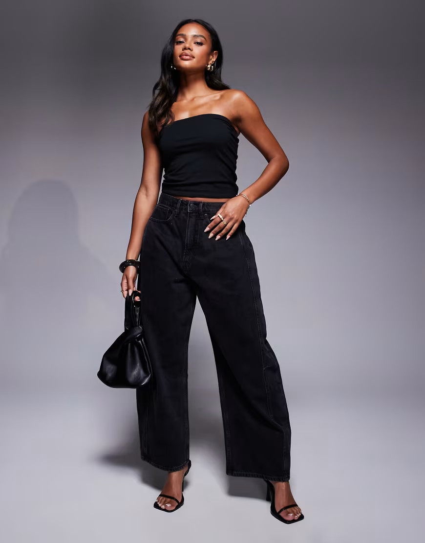 Good American Good extreme barrel jeans in black | ASOS (Global)