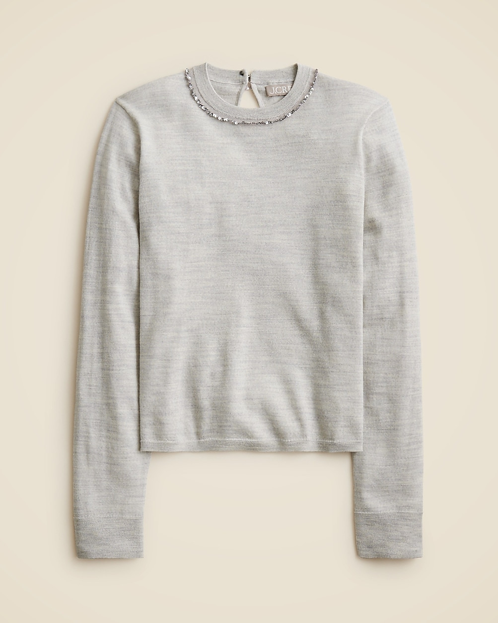 Carolyn embellished fitted crewneck sweater in merino wool | J. Crew US
