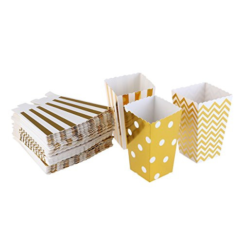 NUOLUX Popcorn Boxes Cardboard Candy Container 50pcs Gold Color | Amazon (US)