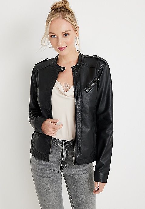 Black Faux Leather Jacket | Maurices