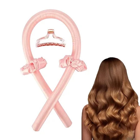 Heatless Curling Rod Headband No Heat Silk Ribbon Curling Rod Hair Roller Curls with Hair Claw Clip Lazy Natural Soft Wave DIY Hair Rollers Styling Tool for Sleep in Overnight | Walmart (US)