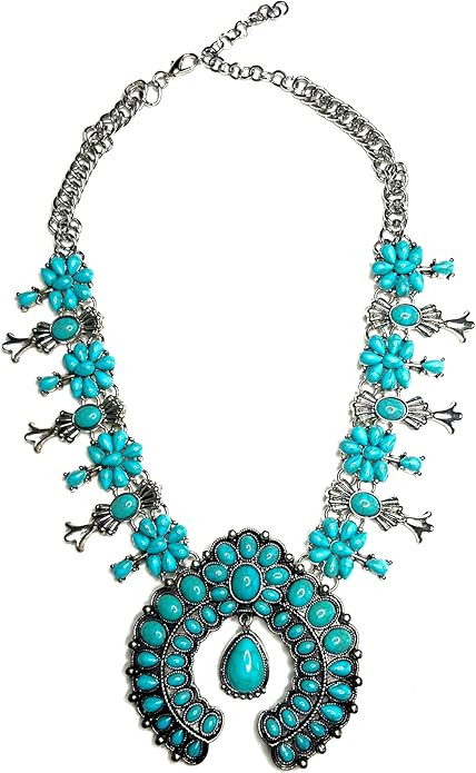 Turquoise western squash blossom women's statement necklace | Amazon (US)