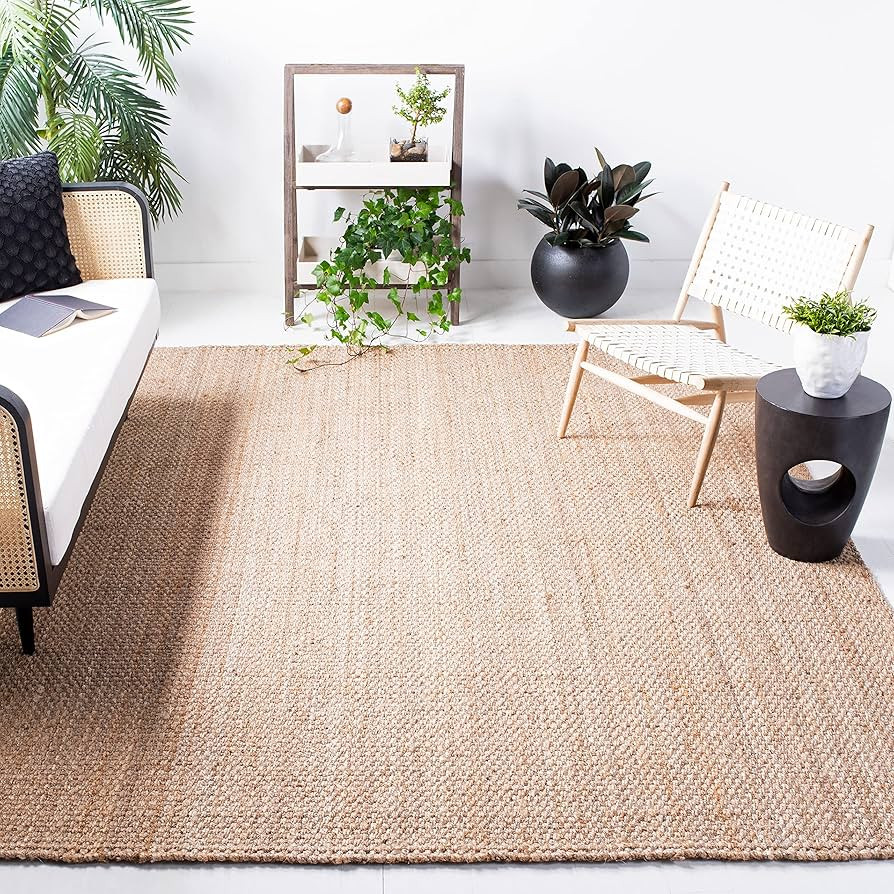 SAFAVIEH Natural Fiber Collection 10' Square Natural NF401A Handmade Basketweave Jute Area Rug | Amazon (US)