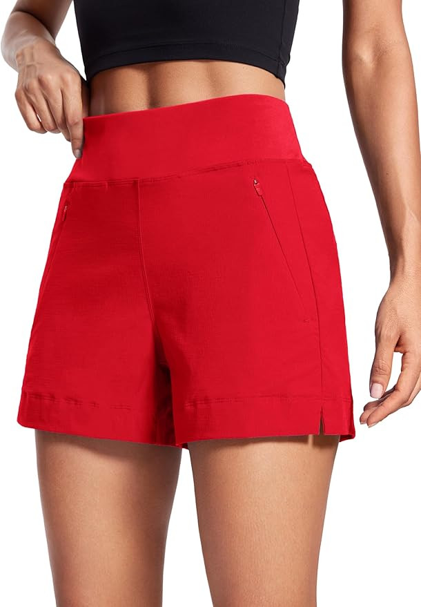 CRZ YOGA Women's Lightweight Mid Rise Hiking Shorts 4'' - Stretch for Athletic Summer Travel Outd... | Amazon (US)