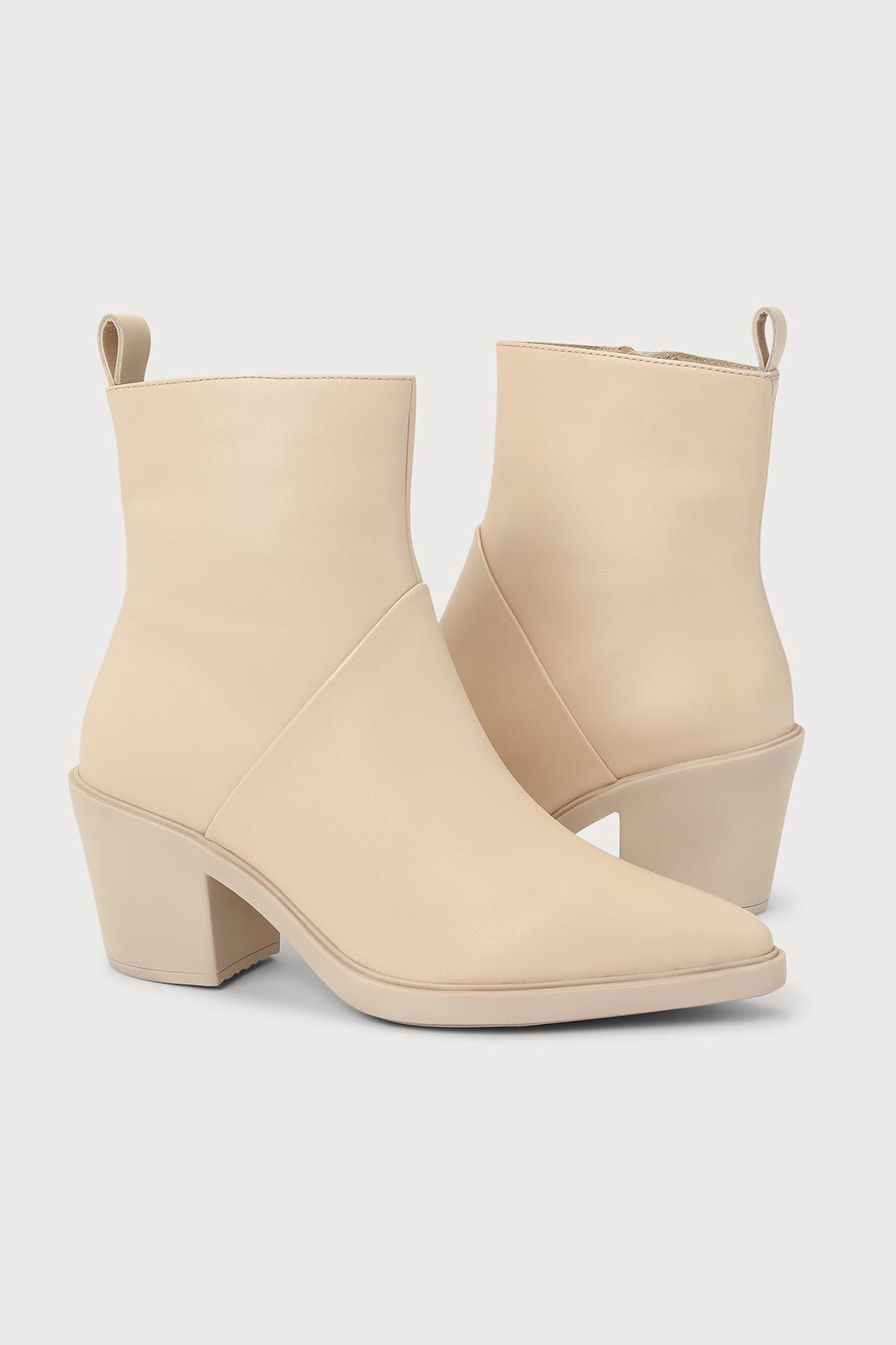 Shining Star Cream Leather Pointed-Toe Ankle Boots | Lulus (US)