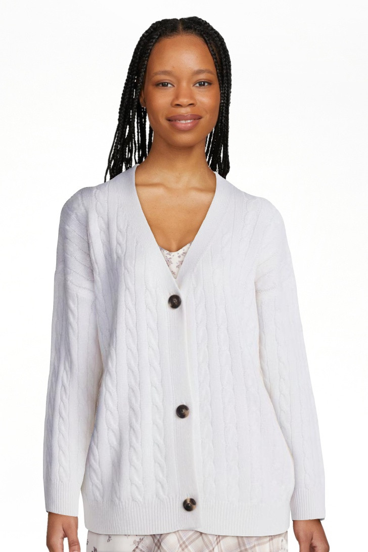 No Boundaries Cable Knit Grandpa Cardigan, Women's and Women's Plus XXS-4X | Walmart (US)