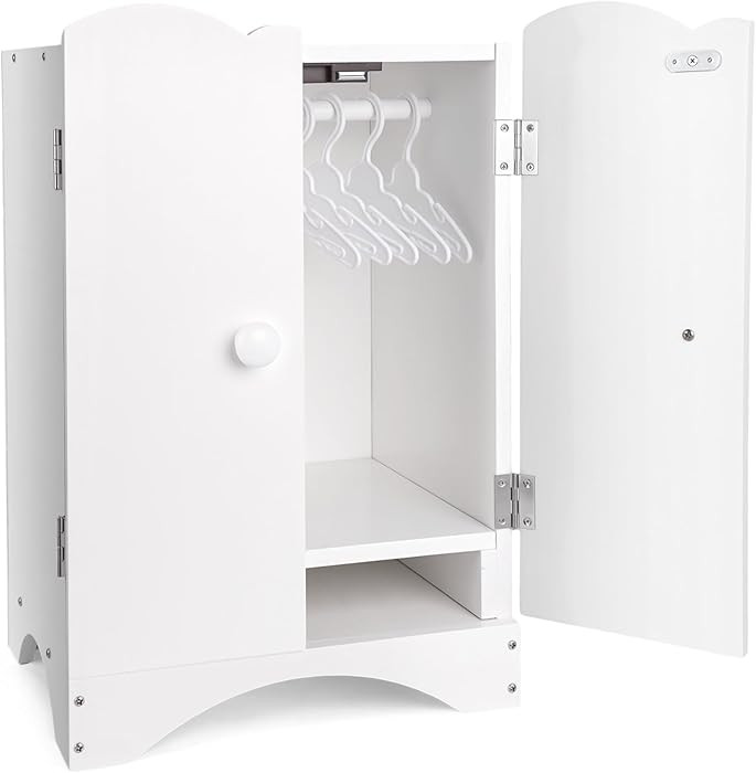 BABESIDE Wooden Baby Doll Closet, Wooden Furniture Armoire Dolls Wardrobe for Baby Doll Clothes S... | Amazon (US)