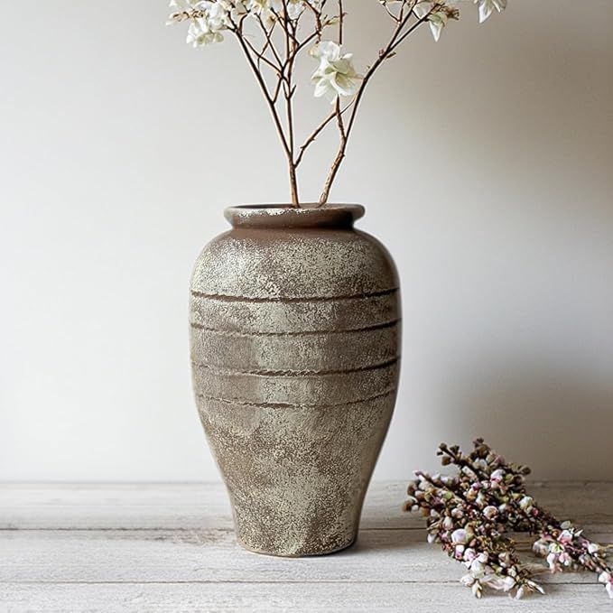 Antique Ceramic Flower Vase for Living Room Bedroom 9.06'' Farmhouse Decor for Bouquet Fake Plant... | Amazon (US)