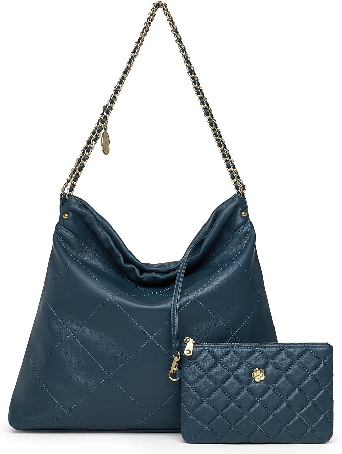 DORIS&JACKY Quilted Leather Tote Bag for Women Designer Lambskin Hobo Purse | Amazon (US)