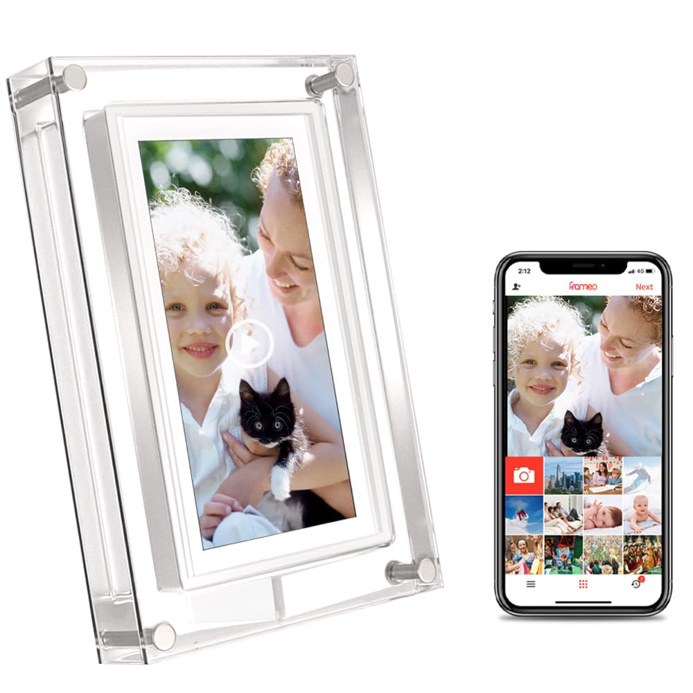 FRAMEO 5 Inch Smart WiFi Acrylic Digital Photo Frame IPS LCD Touch Screen, Auto-Rotate Portrait a... | Amazon (US)