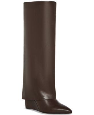 Madden Girl Evander Fold-Over Cuffed Knee High Wedge Dress Boots - Macy's | Macy's