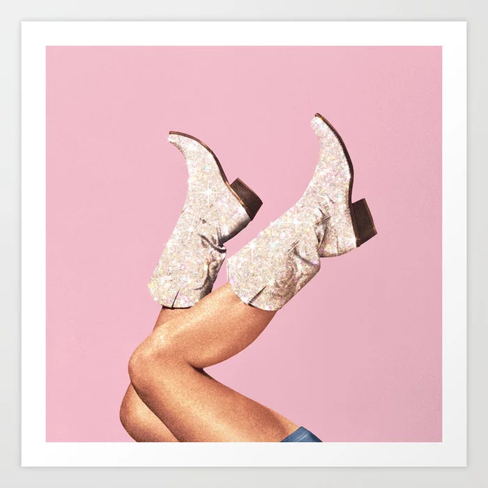 These Boots - Glitter Pink Art Print | Society6