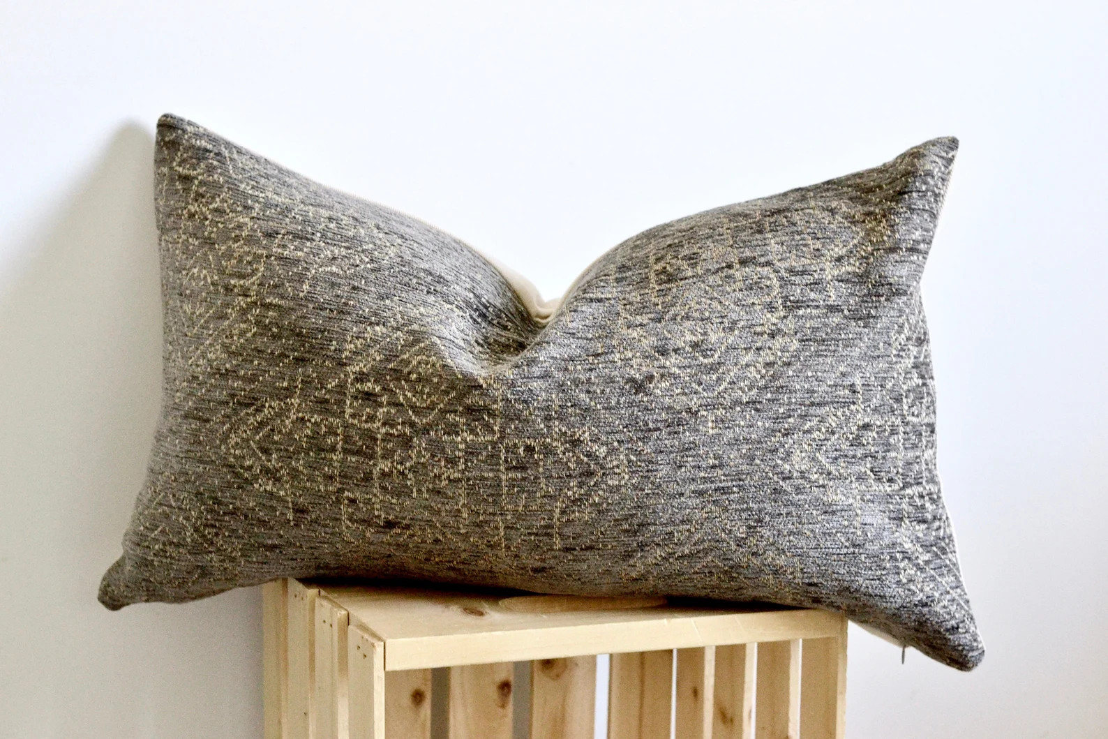 Grey Charcoal Velvet Lumbar Pillow the Etra Pillow Cover - Etsy | Etsy (US)