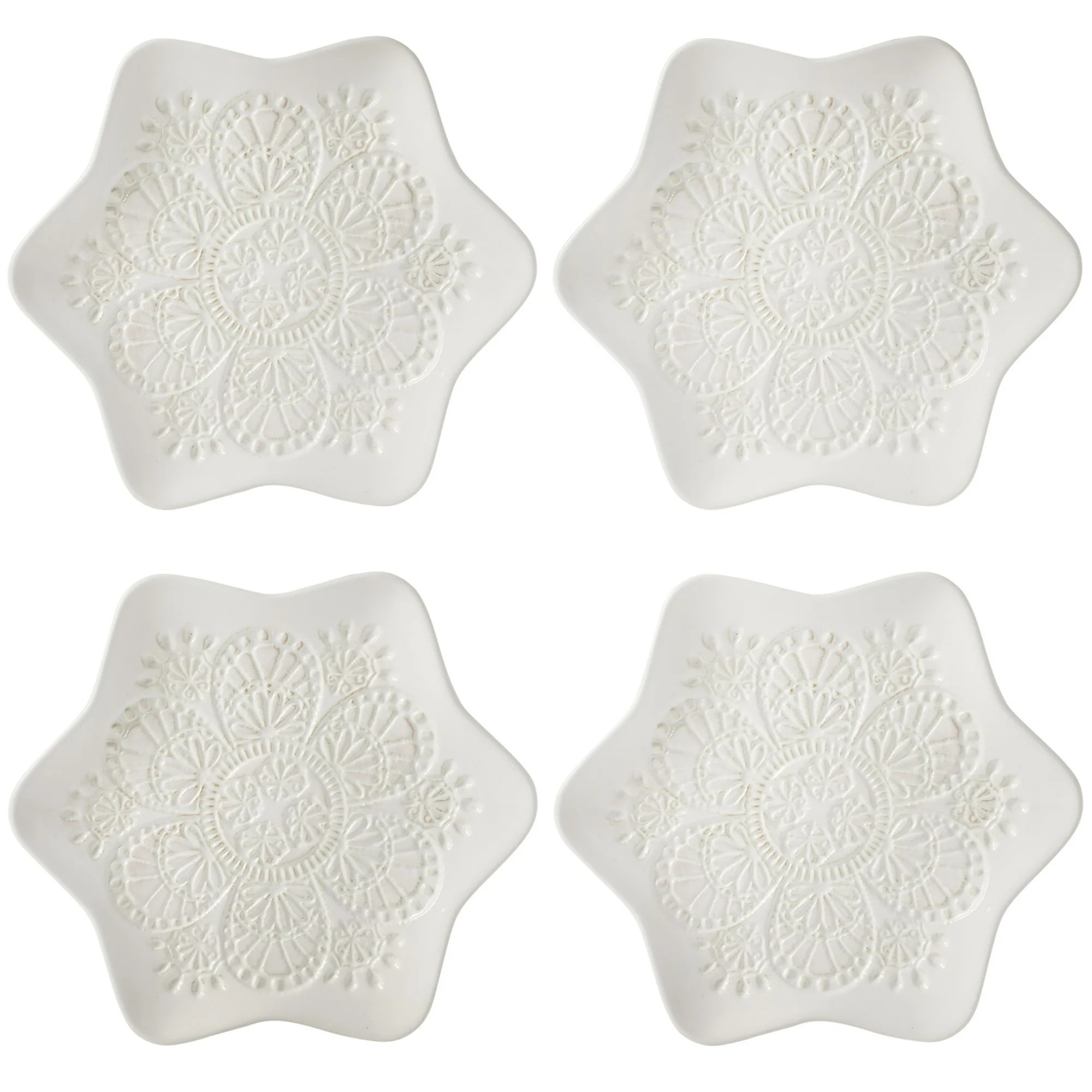 The Pioneer Woman Vintage Lace Snowflake Appetizer Plates, White, 8.5 in, 4-Pack | Walmart (US)